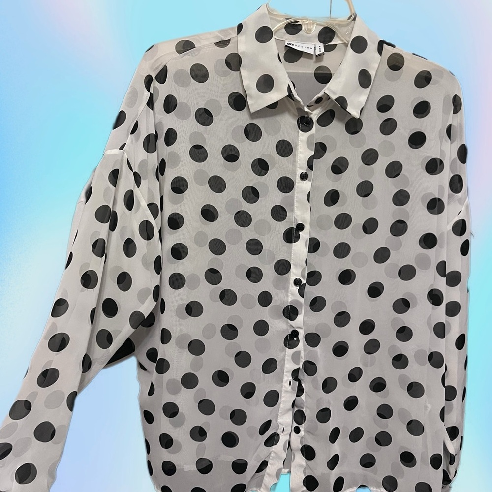 ASOS Polka Dot Sheer Blouse